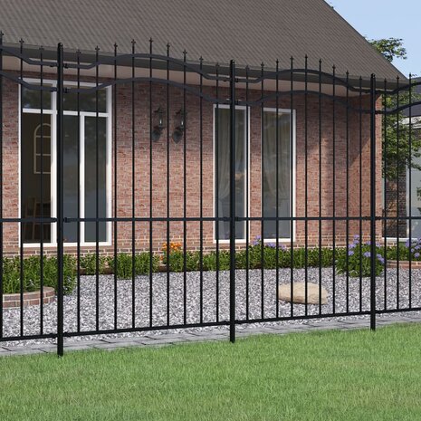Tuinhek met spijlpunten 222 cm gepoedercoat staal zwart 1