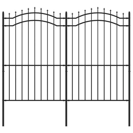 Tuinhek met spijlpunten 222 cm gepoedercoat staal zwart 2