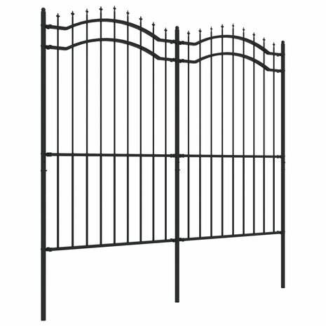 Tuinhek met spijlpunten 222 cm gepoedercoat staal zwart 3