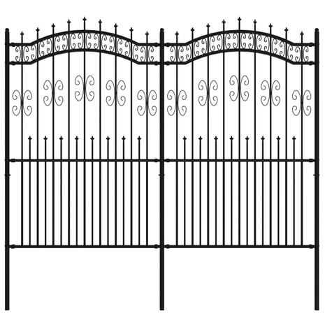 Tuinhek met spijlpunten 222 cm gepoedercoat staal zwart 2