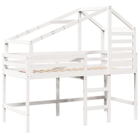 Halfhoogslaper met ladder en bedhuis grenenhout wit 80x200 cm 3