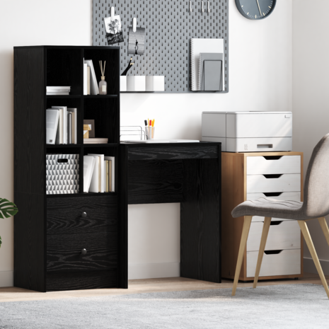 Bureau Zwart Eiken 60x40x76 cm Gefabriceerd Hout 1