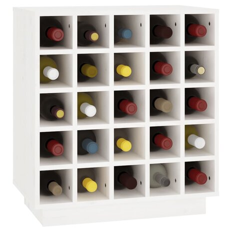Wijnkast 55,5x34x61 cm massief grenenhout wit 4