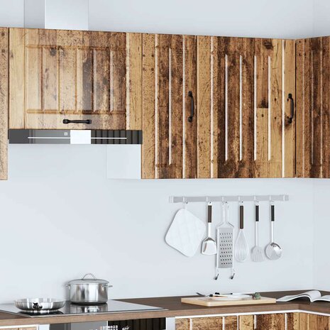 Keukenwandkast Lucca bewerkt hout oud houtkleurig 3