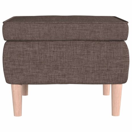 Kruk met houten poten stof taupe 3
