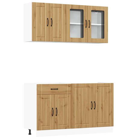 4-delige Keukenkastenset Kalmar bewerkt hout artisanaal eiken 2