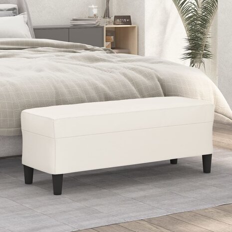 Bankje 100x35x41 cm kunstleer crèmekleurig 1