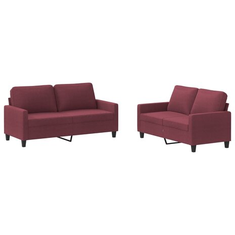2-delige Loungeset met kussens stof wijnrood 2