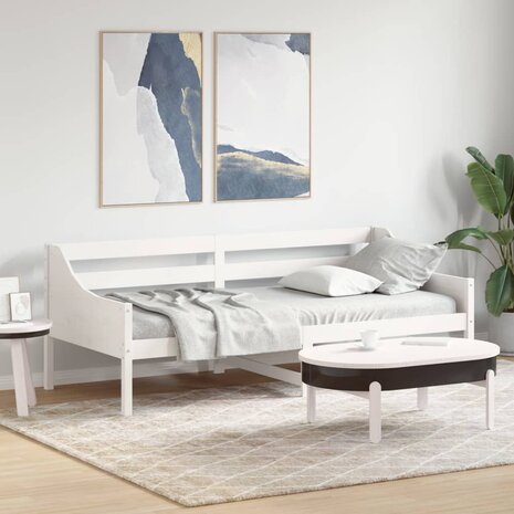 Slaapbank zonder matras 90x200 cm massief grenenhout wit 1