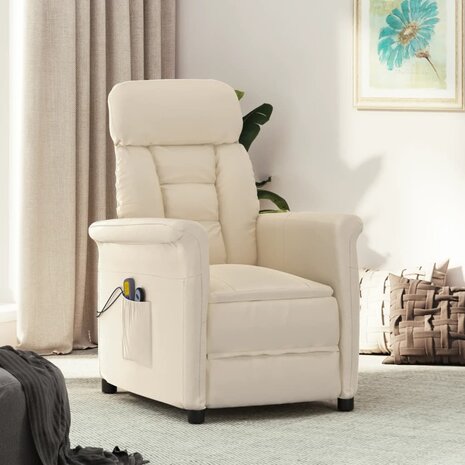 Massagestoel elektrisch microvezelstof beige 1