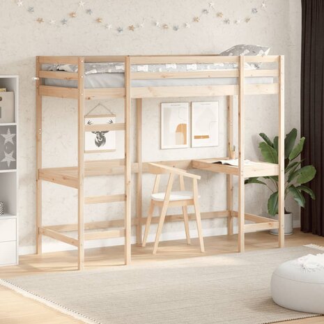 Hoogslaper met bureau massief grenenhout 75x190 cm 1