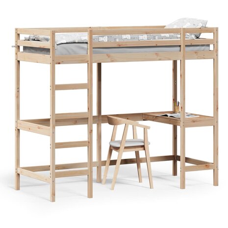 Hoogslaper met bureau massief grenenhout 75x190 cm 2
