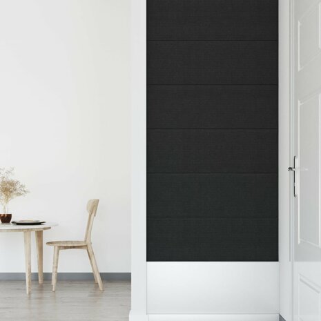 Wandpanelen 12 st 3,24 m² 90x30 cm stof zwart 6
