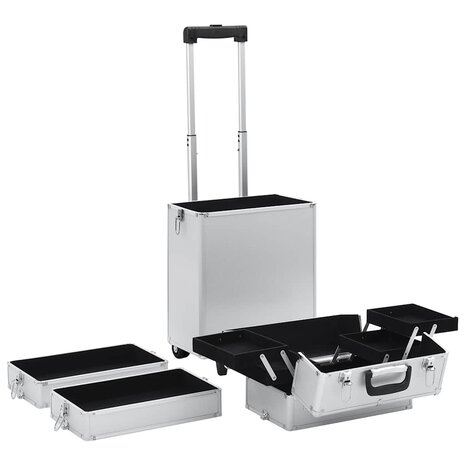 Make-up trolley aluminium zilverkleurig 5