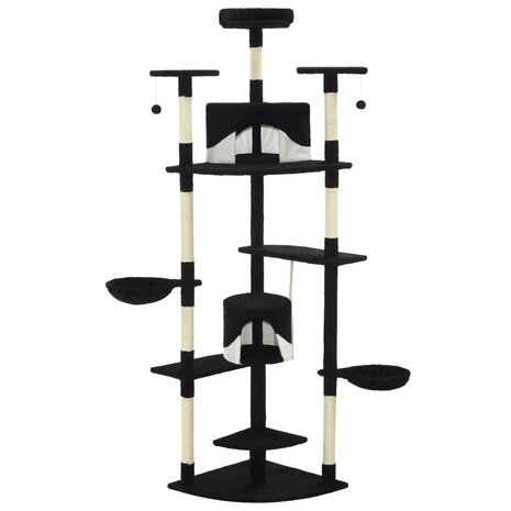 Kattenkrabpaal met sisal krabpalen 203 cm zwart en wit 2