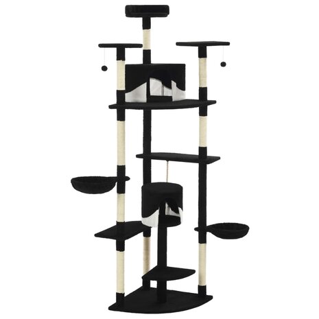 Kattenkrabpaal met sisal krabpalen 203 cm zwart en wit 3