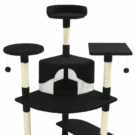 Kattenkrabpaal met sisal krabpalen 203 cm zwart en wit 4