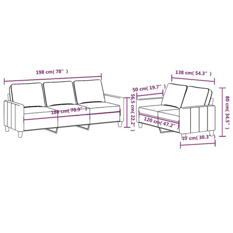 2-delige Loungeset met kussens stof wijnrood 6