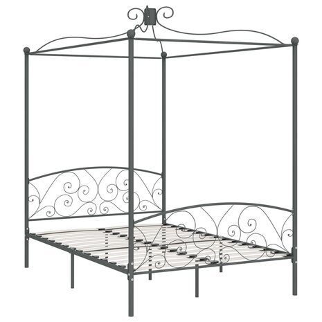 Hemelbedframe metaal grijs 120x200 cm 2