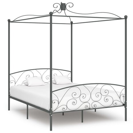 Hemelbedframe metaal grijs 180x200 cm 1