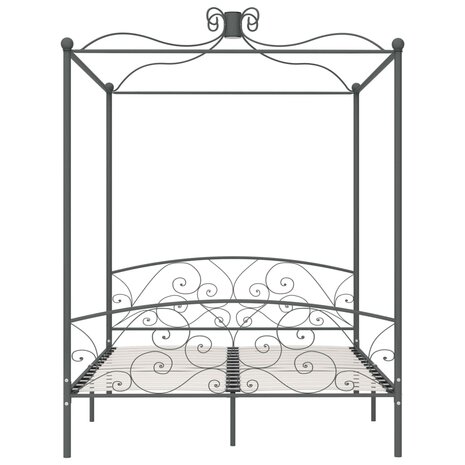 Hemelbedframe metaal grijs 180x200 cm 3