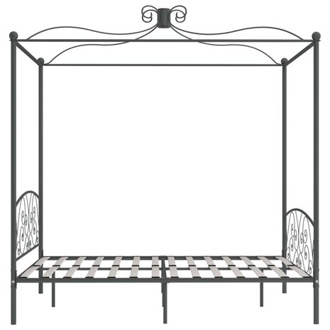 Hemelbedframe metaal grijs 180x200 cm 4