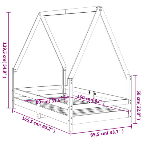 Kinderbedframe 80x160 cm massief grenenhout 9