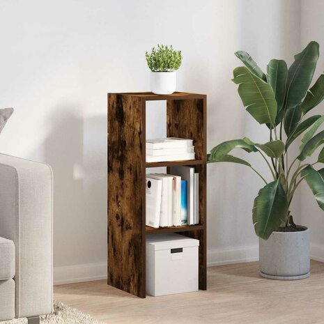 Boekenkast stapelbaar 30x30x80 cm bewerkt hout gerookt eiken 3