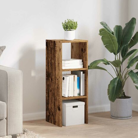 Boekenkast stapelbaar 30x30x80 cm bewerkt hout oud houtkleurig 3