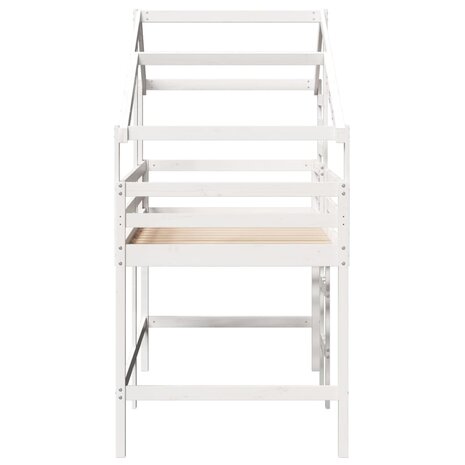 Halfhoogslaper met ladder en bedhuis grenenhout wit 90x190 cm 5