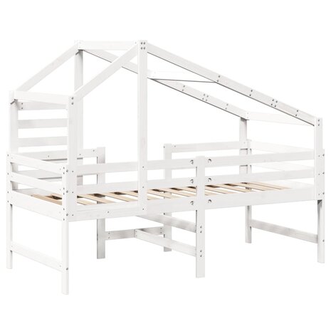 Halfhoogslaper met ladder en bedhuis grenenhout wit 90x190 cm 6