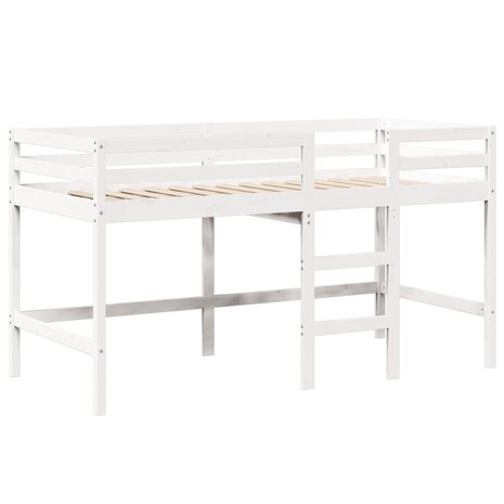 Halfhoogslaper met ladder en bedhuis grenenhout wit 90x190 cm 7