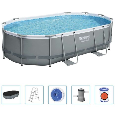 Bestway Zwembadset Power Steel ovaal 488x305x107 cm 2