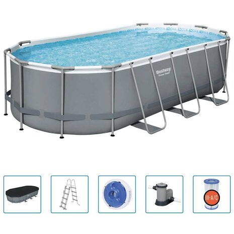 Bestway Zwembad Power Steel bovengronds ovaal 549x274x122 cm 2
