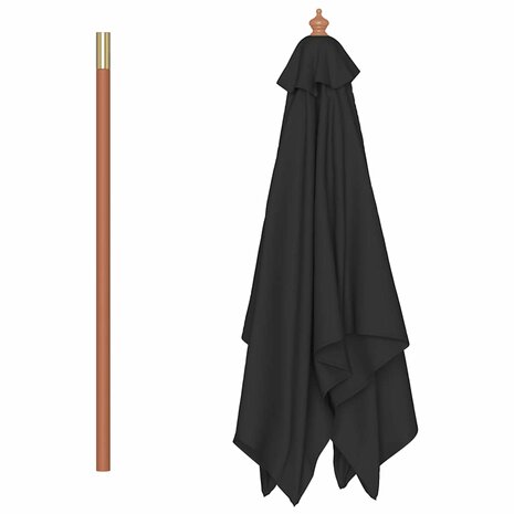 Parasol met houten paal 150x200 cm zwart 5