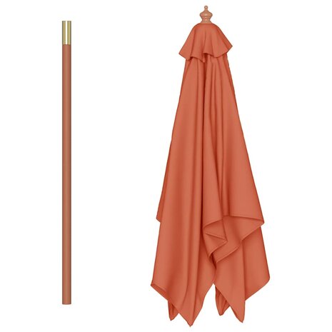 Parasol met houten paal 150x200 cm terracottakleurig 5