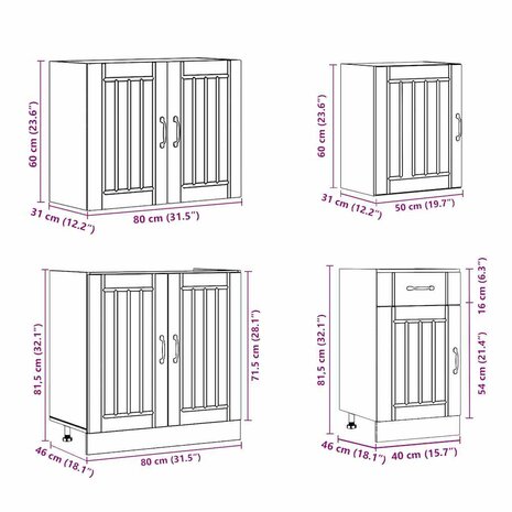 7-delige Keukenkastenset Lucca bewerkt hout zwart 9