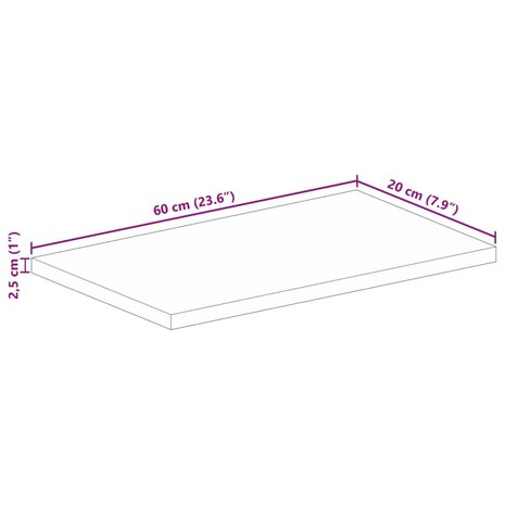 Tafelblad rechthoekig 60x20x2,5 cm massief acaciahout 9