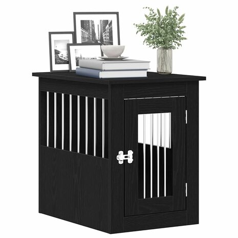 Hondenbenchmeubel 62x45x59 cm bewerkt hout zwart eikenkleurig 4