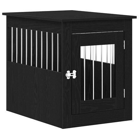 Hondenbenchmeubel 75x55x65 cm bewerkt hout zwart eikenkleurig 2