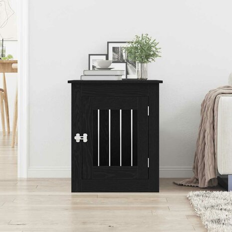 Hondenbenchmeubel 75x55x65 cm bewerkt hout zwart eikenkleurig 3