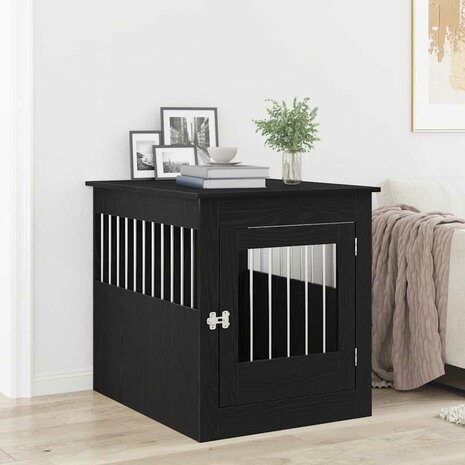 Hondenbenchmeubel 80x64,5x71 cm bewerkt hout zwart eikenkleurig 1