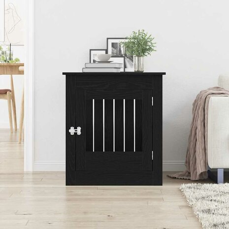Hondenbenchmeubel 80x64,5x71 cm bewerkt hout zwart eikenkleurig 3