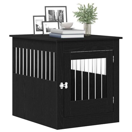 Hondenbenchmeubel 80x64,5x71 cm bewerkt hout zwart eikenkleurig 4