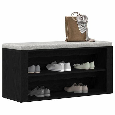 Schoenenbank 100x35x45 cm bewerkt hout zwart eikenkleurig 4