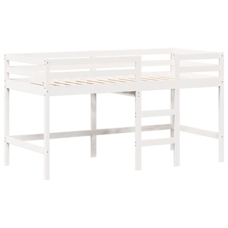 Halfhoogslaper met ladder en bedhuis grenenhout wit 90x190 cm 5
