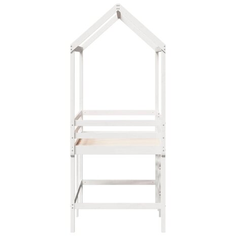 Halfhoogslaper met ladder en bedhuis grenenhout wit 90x190 cm 7