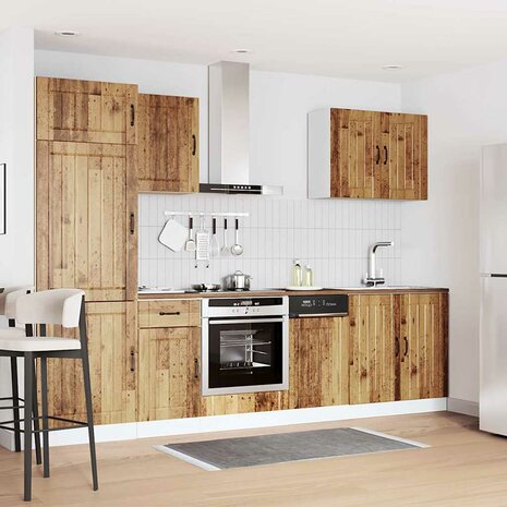 7-delige Keukenkastenset Lucca bewerkt hout oud houtkleurig 3