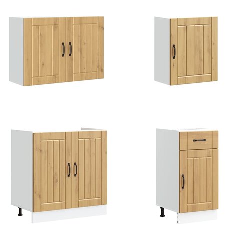 7-delige Keukenkastenset Lucca bewerkt hout artisanaal eiken 4