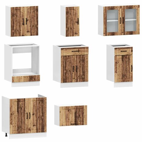 8-delige Keukenkastenset Kalmar bewerkt hout oud houtkleurig 4